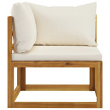 3057639 4-Seater Garden Sofa with Cushion Cream Solid Acacia Wood (2x311857)