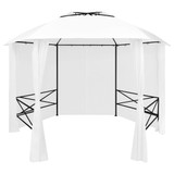 Vrtni šator sa zavjesama 360 x 312 x 265 cm bijeli 180 g/m²