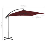 Konzolni suncobran s čeličnom šipkom 250 x 250 cm boja vina Konzolni suncobran s čeličnom šipkom 250 x 250 cm boja vina