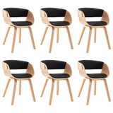 Blagovaonske stolice od savijenog drva i umjetne koÅ¾e 6 kom crne