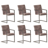 Konzolne blagovaonske stolice od prave koÅ¾e 6 kom smeÄ‘e