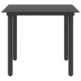 Vrtni blagovaonski stol crni 80 x 80 x 74 cm od Äelika i stakla