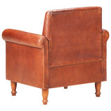 Zaobljena fotelja od prave kože smeđa