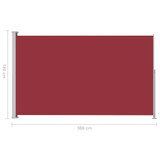 Uvlačiva bočna tenda za terasu 180 x 300 cm crvena