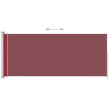 Uvlačiva bočna tenda za terasu 180 x 500 cm crvena