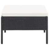 3-dijelna vrtna garnitura od poliratana s jastucima crna