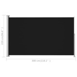 Uvlačiva bočna tenda za terasu 220 x 300 cm crna