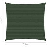 Jedro za zaštitu od sunca 160 g/m² tamnozeleno 2,5 x 2,5 m HDPE Jedro za zaštitu od sunca 160 g/m² tamnozeleno 2,5 x 2,5 m HDPE