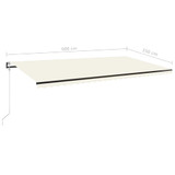 Automatska tenda sa senzorom za vjetar LED 600 x 350 cm krem