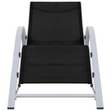 Ležaljke za sunčanje sa stolićem 2 kom aluminijske crne Ležaljke za sunčanje sa stolićem 2 kom aluminijske crne