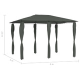 Sjenica s navlakama za stupove 3 x 4 x 2,6 m antracit 160 g/m²