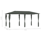 Sjenica s navlakama za stupove 3 x 6 x 2,6 m antracit 160 g/m²