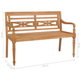 Klupa Batavia s crnim jastukom 120 cm od masivne tikovine Klupa Batavia s crnim jastukom 120 cm od masivne tikovine