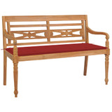 Klupa Batavia s crvenim jastukom 120 cm od masivne tikovine Klupa Batavia s crvenim jastukom 120 cm od masivne tikovine