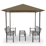 Vrtni paviljon sa stolom 2,5 x 1,5 x 2,4 m smeđe-sivi 180 g/m²