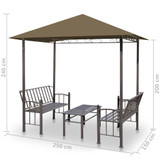 Vrtni paviljon sa stolom 2,5 x 1,5 x 2,4 m smeđe-sivi 180 g/m²