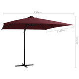 Konzolni suncobran s LED svjetlima 250 x 250 cm bordo Konzolni suncobran s LED svjetlima 250 x 250 cm bordo