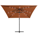 Konzolni suncobran s LED svjetlima 250 x 250 cm terakota Konzolni suncobran s LED svjetlima 250 x 250 cm terakota