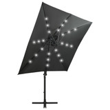 Konzolni suncobran sa šipkom i LED svjetlima 250 cm antracit Konzolni suncobran sa šipkom i LED svjetlima 250 cm antracit