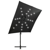 Konzolni suncobran sa šipkom i LED svjetlima 250 cm crni Konzolni suncobran sa šipkom i LED svjetlima 250 cm crni
