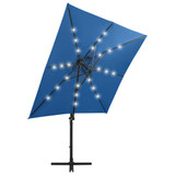 Konzolni suncobran sa šipkom i LED svjetlima 250 cm azurni Konzolni suncobran sa šipkom i LED svjetlima 250 cm azurni