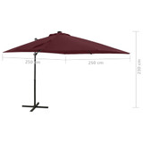 Konzolni suncobran sa šipkom i LED svjetlima 250 cm bordo Konzolni suncobran sa šipkom i LED svjetlima 250 cm bordo