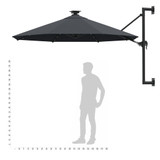 Zidni suncobran s LED svjetlom i šipkom 300 cm antracit Zidni suncobran s LED svjetlom i šipkom 300 cm antracit