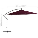 Konzolni suncobran s LED svjetlima 350 cm bordo Konzolni suncobran s LED svjetlima 350 cm bordo