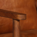 Dvosjed od prave kože s drvom akacije smeđi