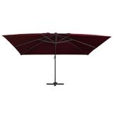 Konzolni suncobran s LED svjetlima 400 x 300 cm bordo Konzolni suncobran s LED svjetlima 400 x 300 cm bordo