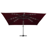 Konzolni suncobran s LED svjetlima 400 x 300 cm bordo Konzolni suncobran s LED svjetlima 400 x 300 cm bordo