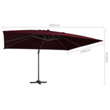 Konzolni suncobran s LED svjetlima 400 x 300 cm bordo Konzolni suncobran s LED svjetlima 400 x 300 cm bordo