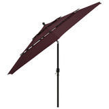 Suncobran s 3 razine i aluminijskom šipkom bordo 3,5 m