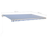 Samostojeća tenda na ručno uvlačenje 500 x 300 cm plavo-bijela