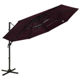 Suncobran s 4 razine i aluminijskom šipkom bordo 3 x 3 m