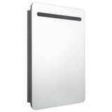 LED kupaonski ormarić s ogledalom sjajni sivi 60 x 11 x 80 cm