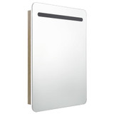 LED kupaonski ormarić s ogledalom bijeli/hrast 60 x 11 x 80 cm