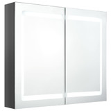 LED kupaonski ormarić s ogledalom sjajni sivi 80 x 12 x 68 cm