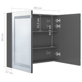 LED kupaonski ormarić s ogledalom sjajni sivi 80 x 12 x 68 cm