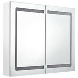 LED kupaonski ormarić s ogledalom sjajni bijeli 80 x 12 x 68 cm