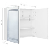 LED kupaonski ormarić s ogledalom sjajni bijeli 80 x 12 x 68 cm