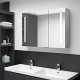 LED kupaonski ormarić s ogledalom boja betona 89 x 14 x 62 cm LED kupaonski ormarić s ogledalom boja betona 89 x 14 x 62 cm