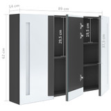 LED kupaonski ormarić s ogledalom 89 x 14 x 62 cm sivi LED kupaonski ormarić s ogledalom 89 x 14 x 62 cm sivi