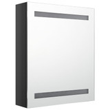 LED kupaonski ormarić s ogledalom sjajni crni 50 x 14 x 60 cm