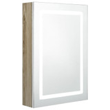 LED kupaonski ormarić s ogledalom bijeli/hrast 50 x 13 x 70 cm