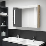 LED kupaonski ormarić s ogledalom 89 x 14 x 62 cm boja hrasta LED kupaonski ormarić s ogledalom 89 x 14 x 62 cm boja hrasta