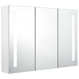 LED kupaonski ormarić s ogledalom 89 x 14 x 62 cm sjajni bijeli