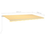 Samostojeća automatska tenda 600 x 350 cm žuto-bijela