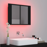 LED kupaonski ormarić s ogledalom crni 60 x 12 x 45 cm