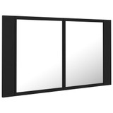 LED kupaonski ormarić s ogledalom crni 80 x 12 x 45 cm